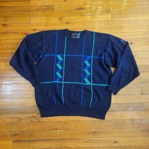 VTG Nick Faldo Pringle of Scotland Blue Knit Sweater Jumper Men Size XL